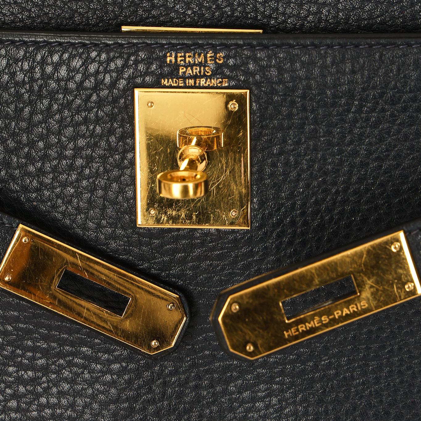 Hermès Kelly 28 Bleu Marine Fjord 1985 GHW