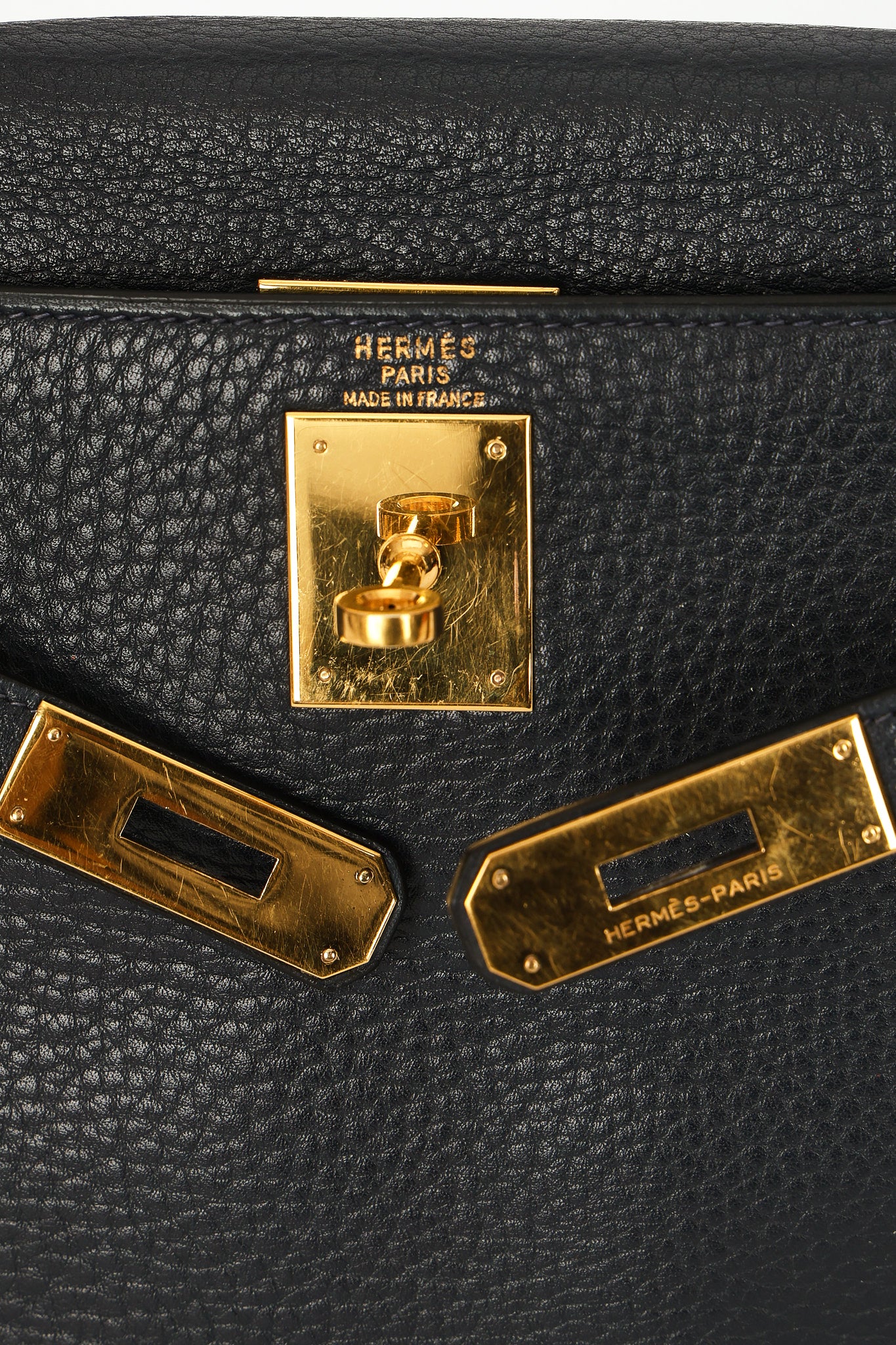 Hermès Kelly 28 Bleu Marine Fjord 1985 GHW