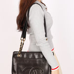 Chanel Turnlock Front Pocket Shoulder Bag Black Lambskin 24K GP