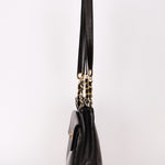 Chanel Turnlock Front Pocket Shoulder Bag Black Lambskin 24K GP