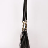 Chanel Turnlock Front Pocket Shoulder Bag Black Lambskin 24K GP
