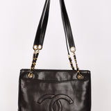 Chanel Turnlock Front Pocket Shoulder Bag Black Lambskin 24K GP