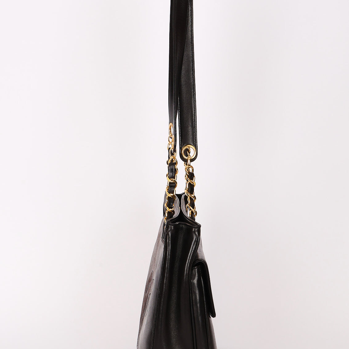 Chanel Turnlock Front Pocket Shoulder Bag Black Lambskin 24K GP
