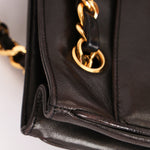 Chanel Turnlock Front Pocket Shoulder Bag Black Lambskin 24K GP