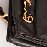 Chanel Turnlock Front Pocket Shoulder Bag Black Lambskin 24K GP