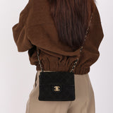 Chanel Mini Square Flap Black Suede 24K GP