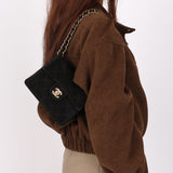 Chanel Mini Square Flap Black Suede 24K GP