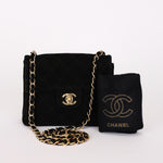 Chanel Mini Square Flap Black Suede 24K GP