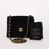 Chanel Mini Square Flap Black Suede 24K GP