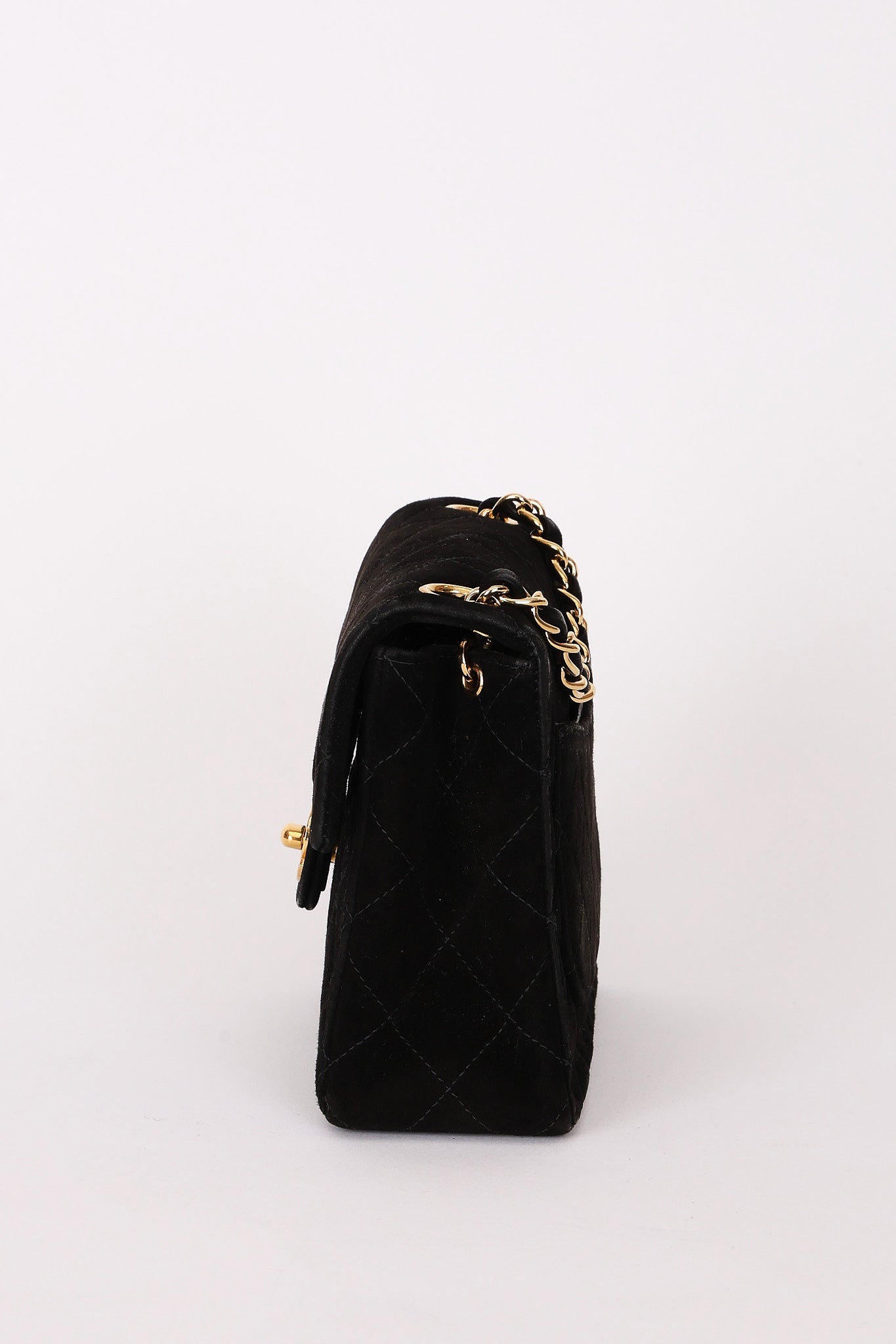 Chanel Mini Square Flap Black Suede 24K GP