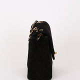 Chanel Mini Square Flap Black Suede 24K GP