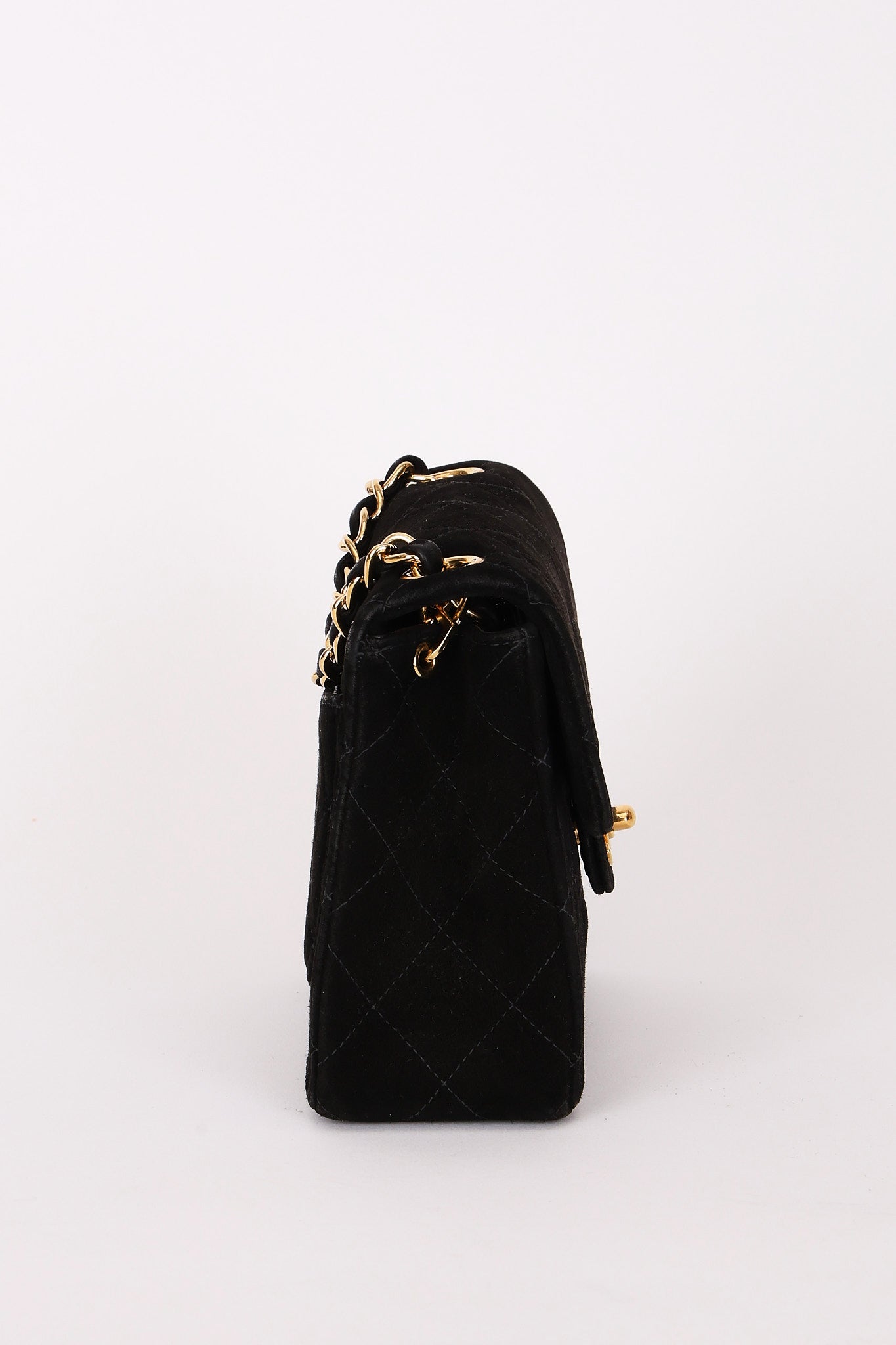 Chanel Mini Square Flap Black Suede 24K GP