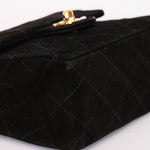 Chanel Mini Square Flap Black Suede 24K GP