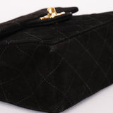 Chanel Mini Square Flap Black Suede 24K GP