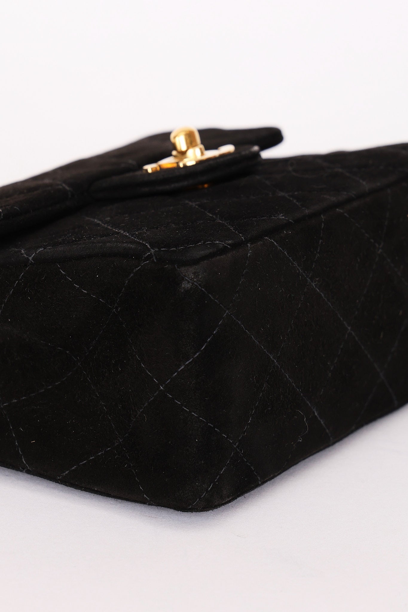 Chanel Mini Square Flap Black Suede 24K GP