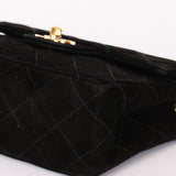 Chanel Mini Square Flap Black Suede 24K GP