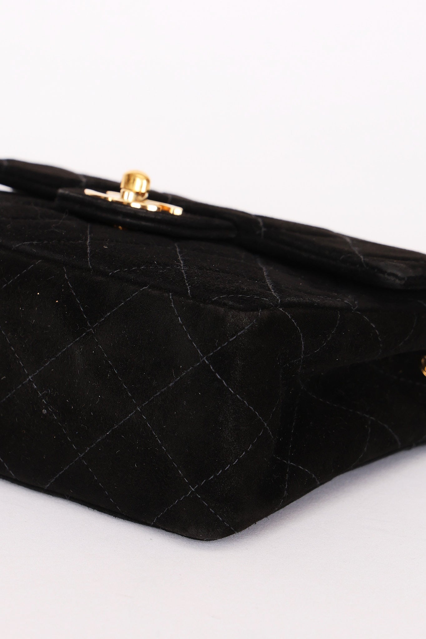 Chanel Mini Square Flap Black Suede 24K GP