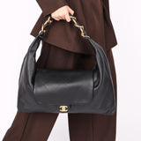 Chanel Maxi CC Hobo Black Calfskin 2025 AGHW