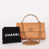 Chanel Chain Match Top Handle Clutch With Chain Dark Beige Caviar CGHW