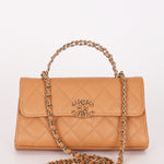 Chanel Chain Match Top Handle Clutch With Chain Dark Beige Caviar CGHW