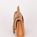 Chanel Chain Match Top Handle Clutch With Chain Dark Beige Caviar CGHW