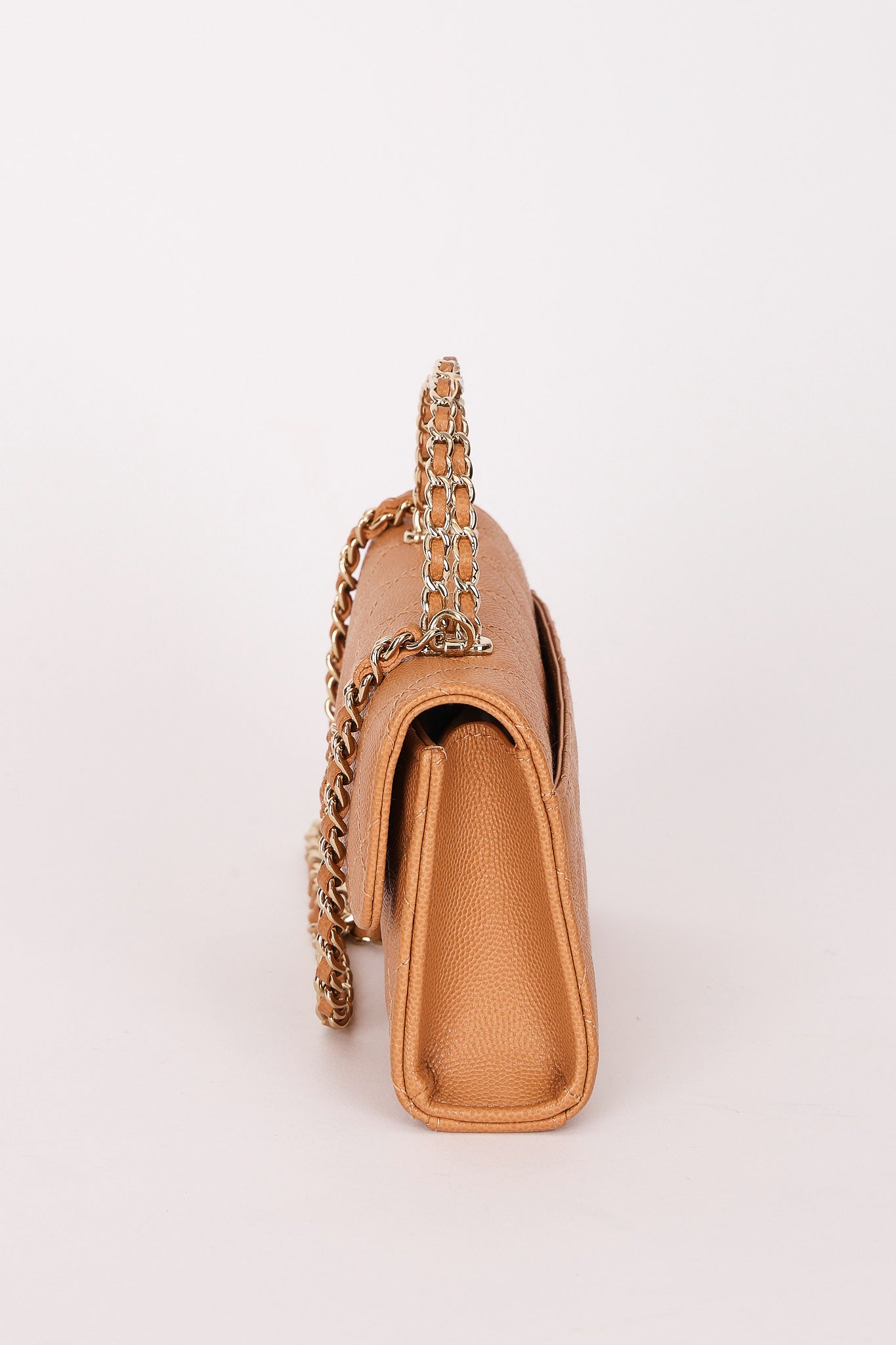 Chanel Chain Match Top Handle Clutch With Chain Dark Beige Caviar CGHW