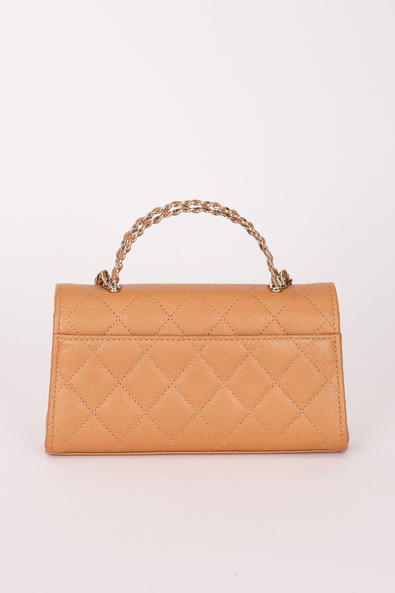 Chanel Chain Match Top Handle Clutch With Chain Dark Beige Caviar CGHW
