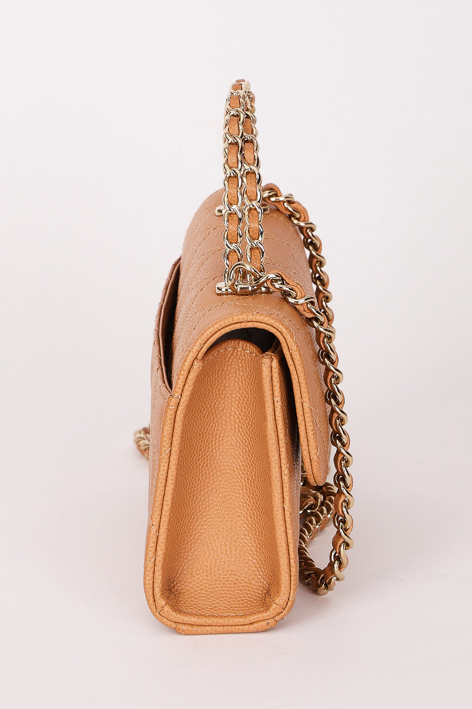 Chanel Chain Match Top Handle Clutch With Chain Dark Beige Caviar CGHW