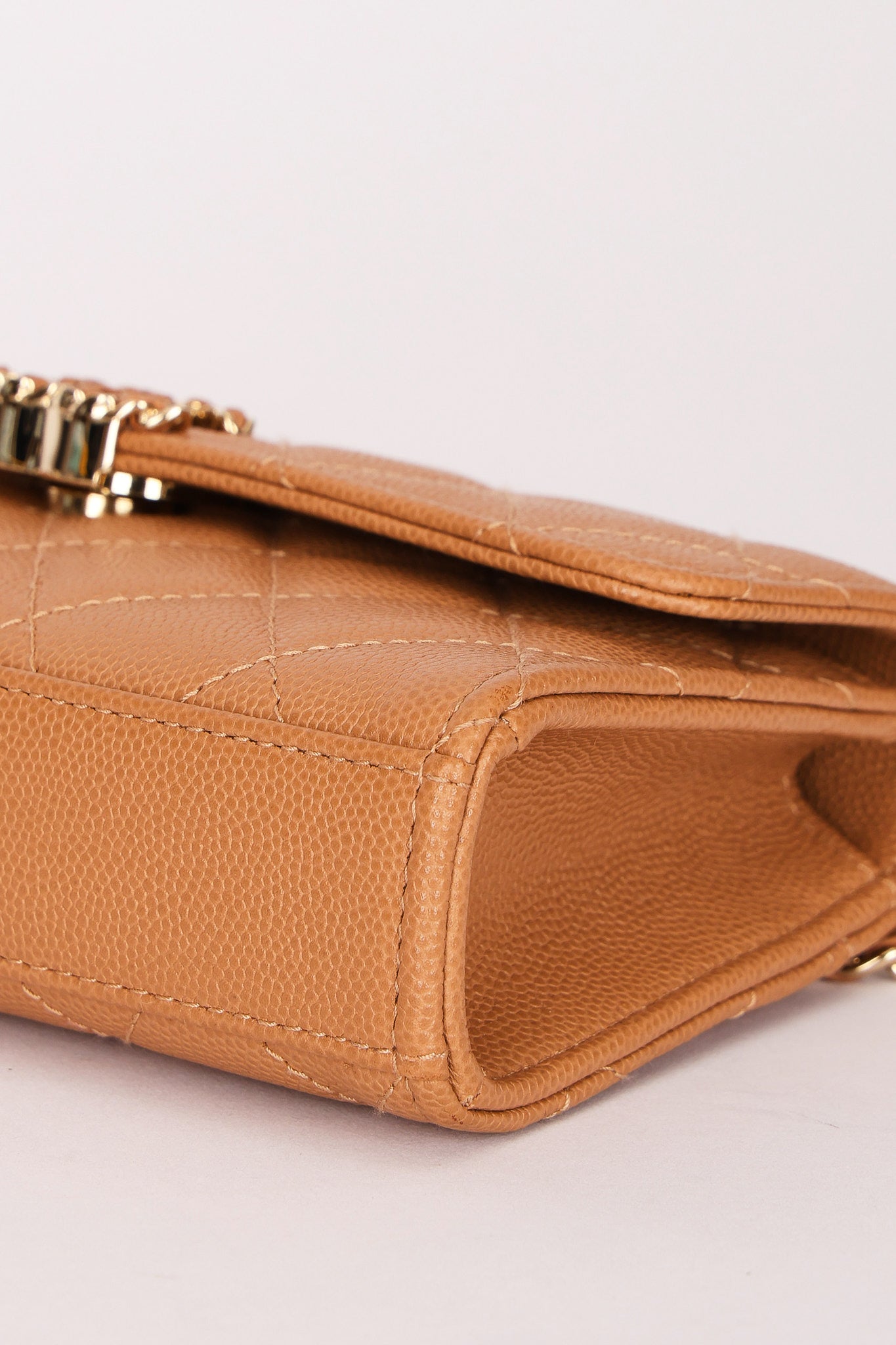 Chanel Chain Match Top Handle Clutch With Chain Dark Beige Caviar CGHW