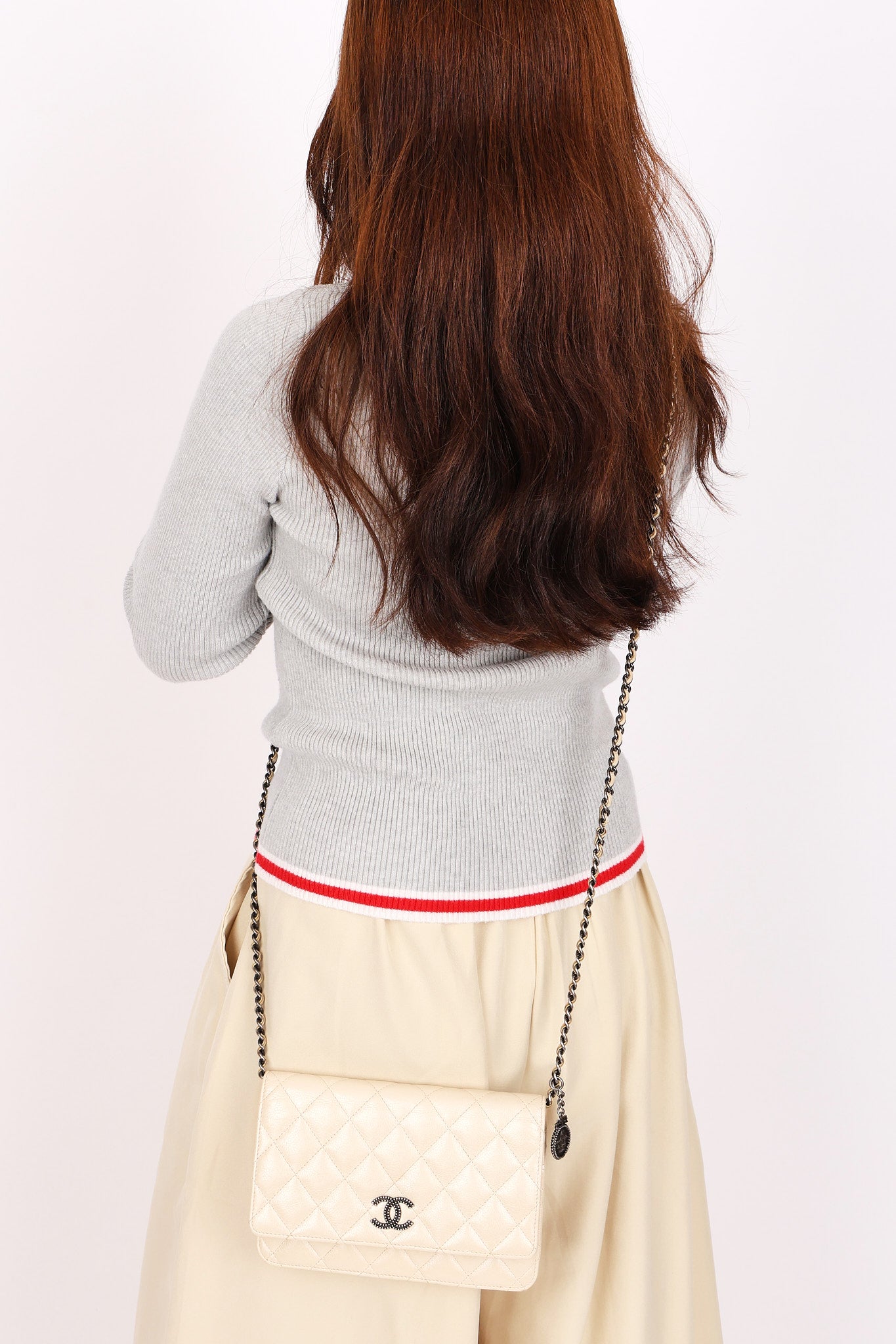 Chanel Wallet on Chain White Iridescent Calfskin RHW