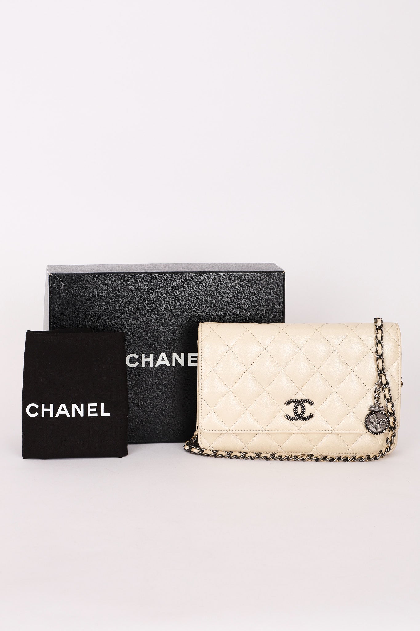 Chanel Wallet on Chain White Iridescent Calfskin RHW