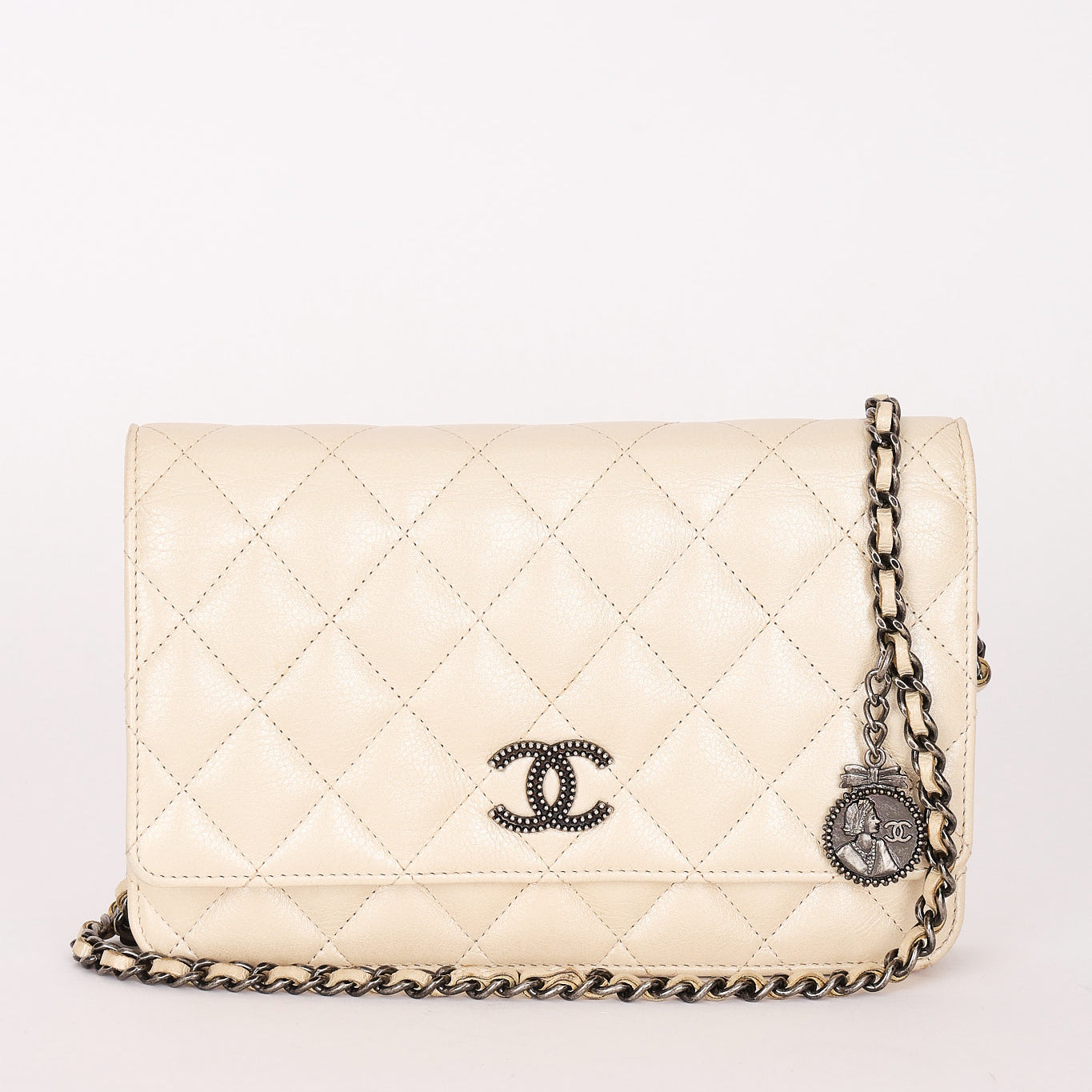 Chanel Wallet on Chain White Iridescent Calfskin RHW