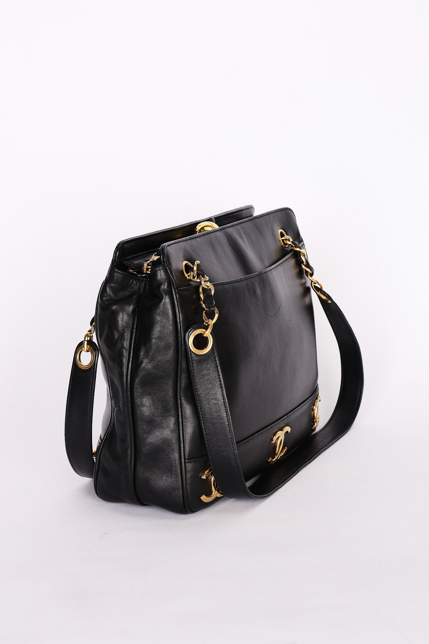 Chanel Triple CC Tote Black Lambskin 24K GP