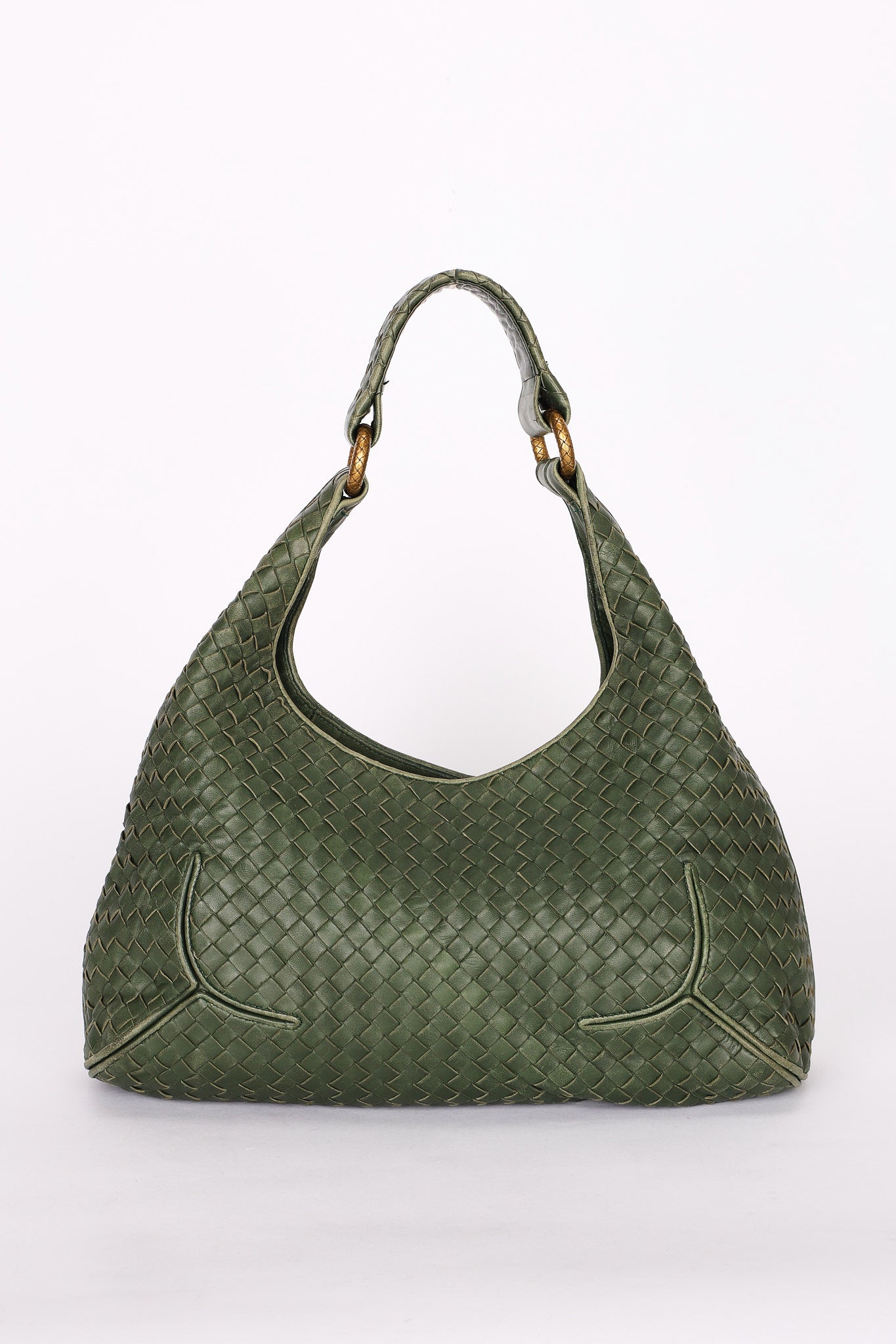 Bottega Veneta Intrecciato Shoulder Bag Green