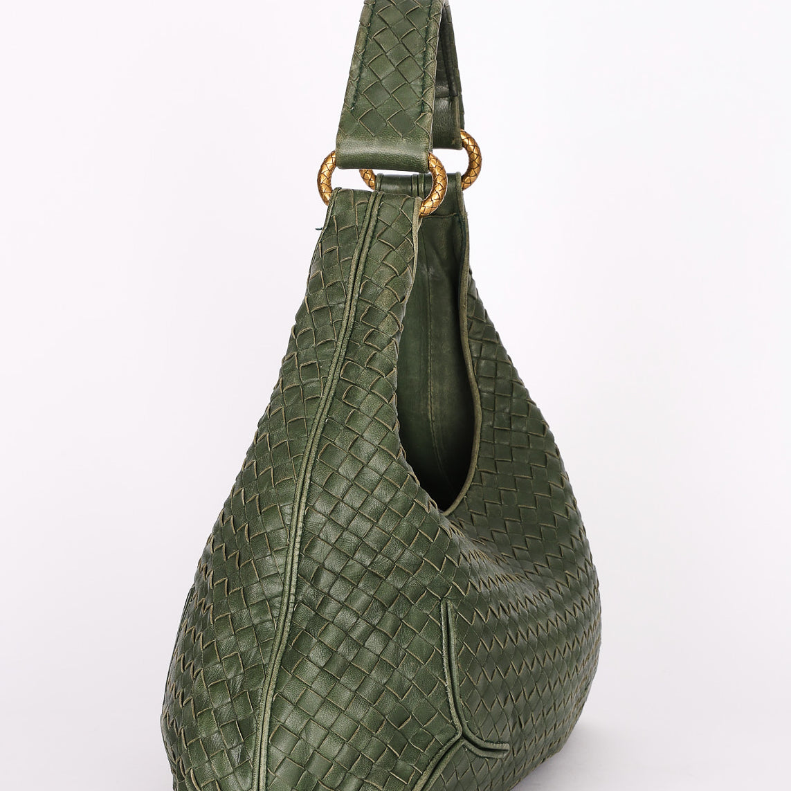 Bottega Veneta Intrecciato Shoulder Bag Green