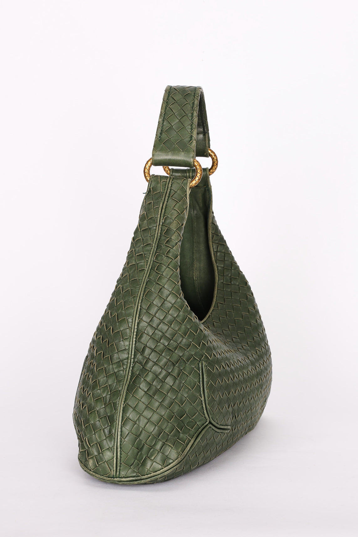 Bottega Veneta Intrecciato Shoulder Bag Green