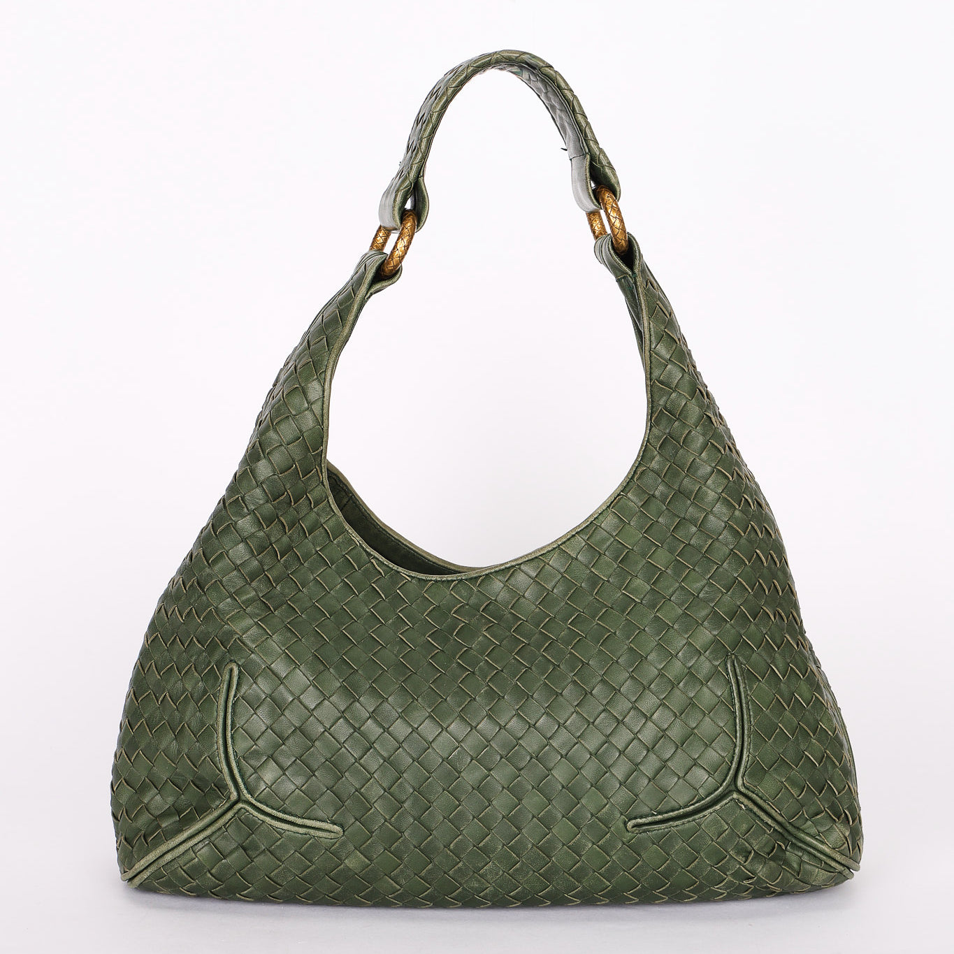 Bottega Veneta Intrecciato Shoulder Bag Green