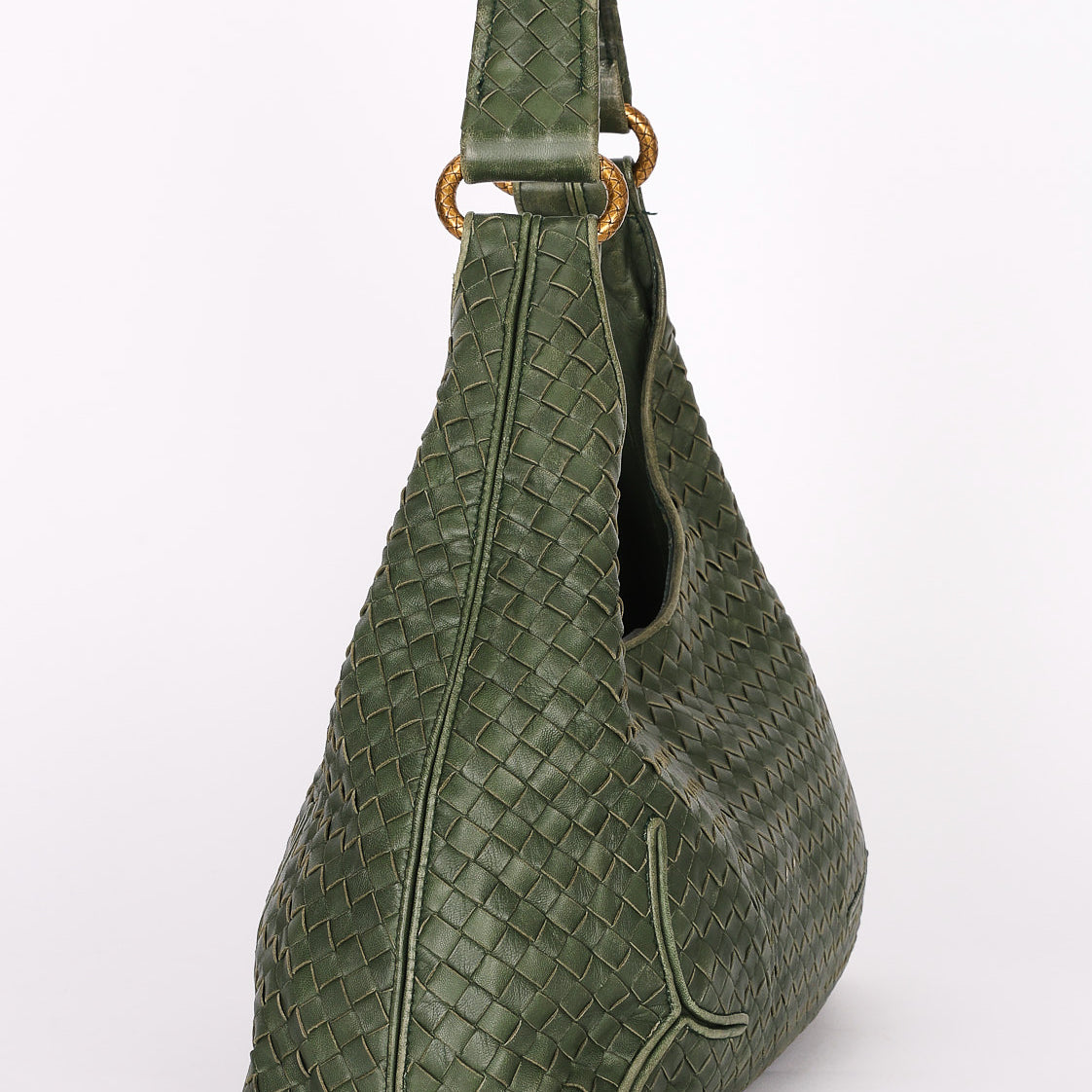Bottega Veneta Intrecciato Shoulder Bag Green