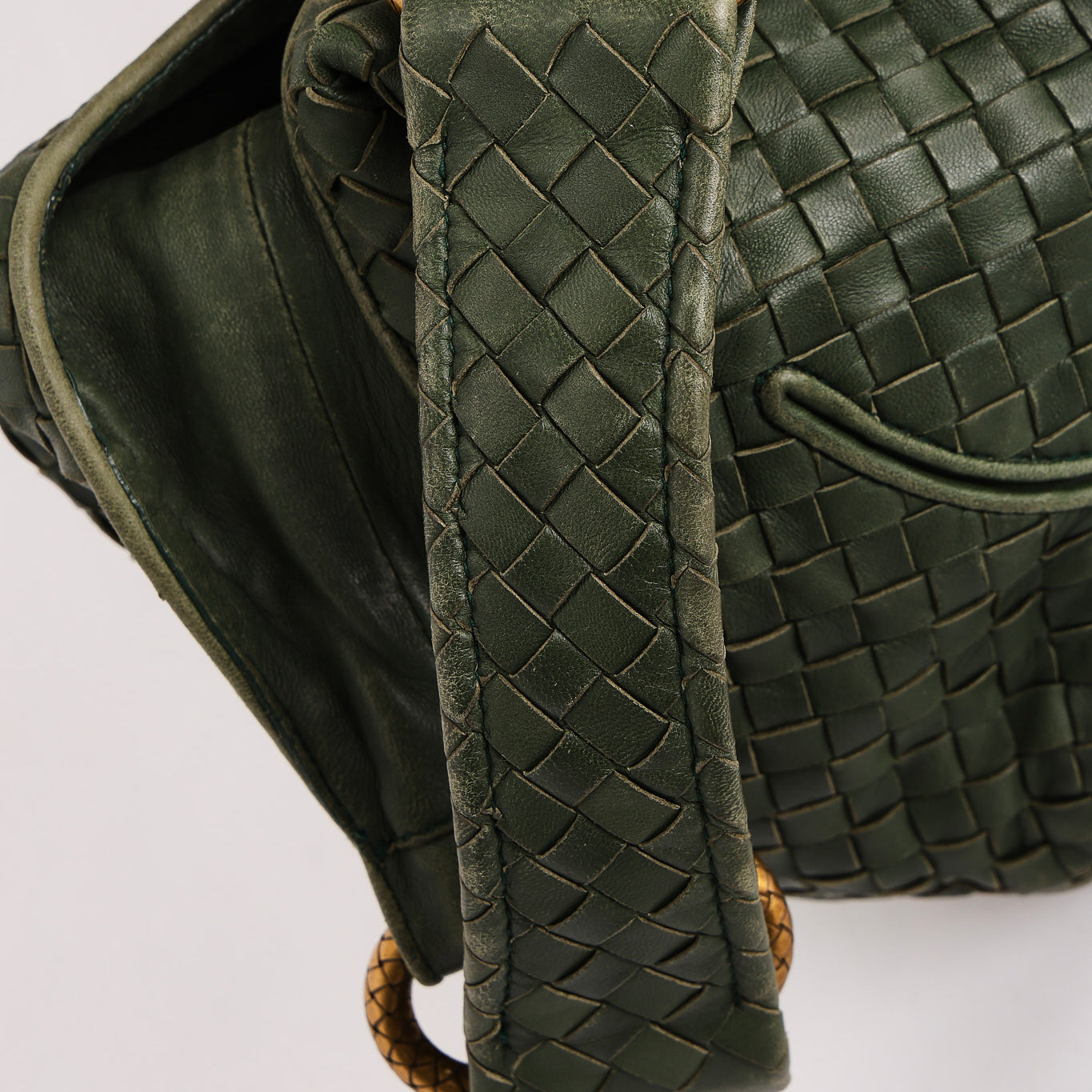 Bottega Veneta Intrecciato Shoulder Bag Green