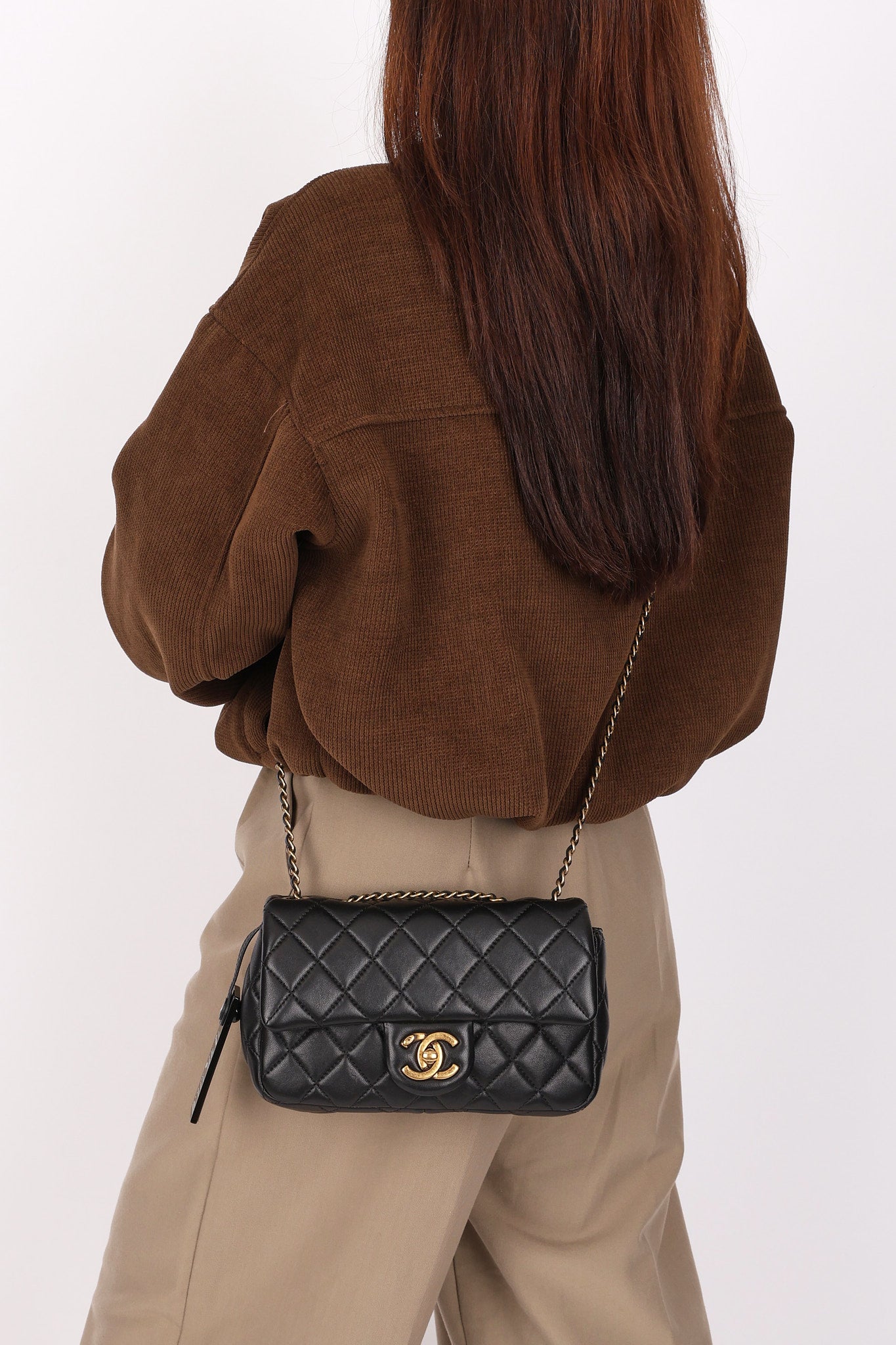 Rare Chanel "Meat Package" Mini Rectangle Black Lambskin AGHW
