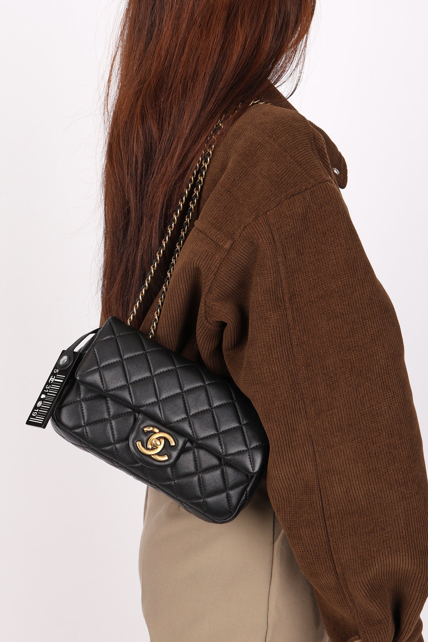 Rare Chanel "Meat Package" Mini Rectangle Black Lambskin AGHW