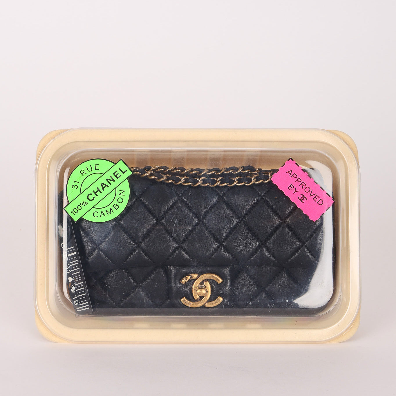 Rare Chanel "Meat Package" Mini Rectangle Black Lambskin AGHW