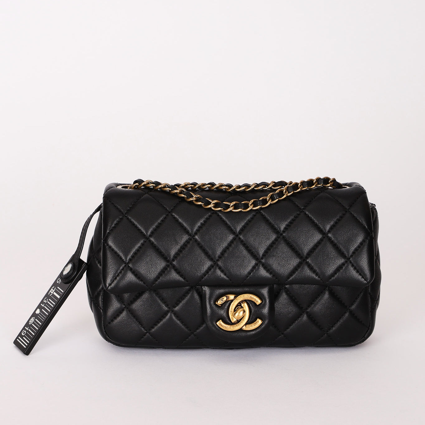 Rare Chanel "Meat Package" Mini Rectangle Black Lambskin AGHW