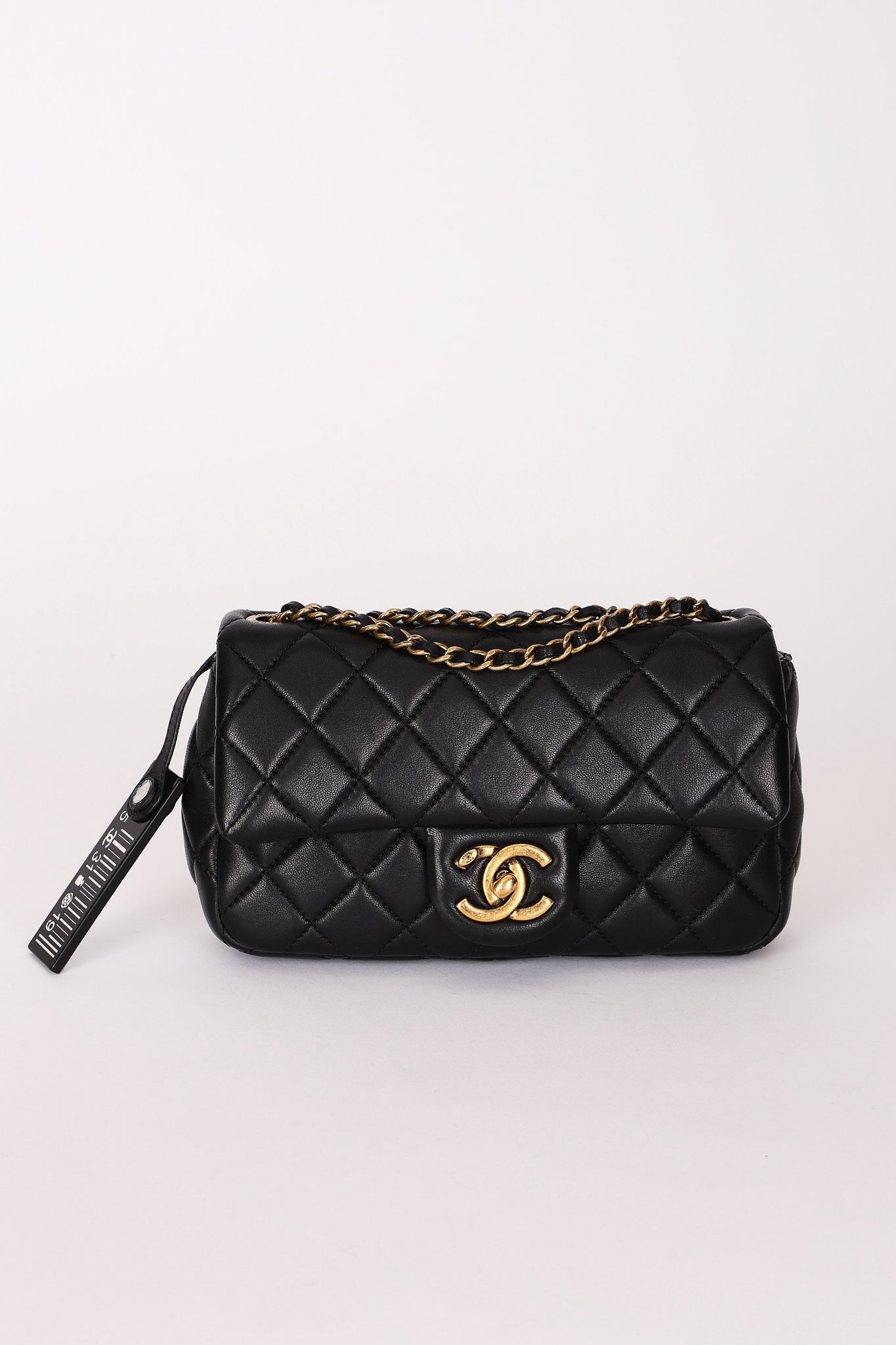 Rare Chanel "Meat Package" Mini Rectangle Black Lambskin AGHW