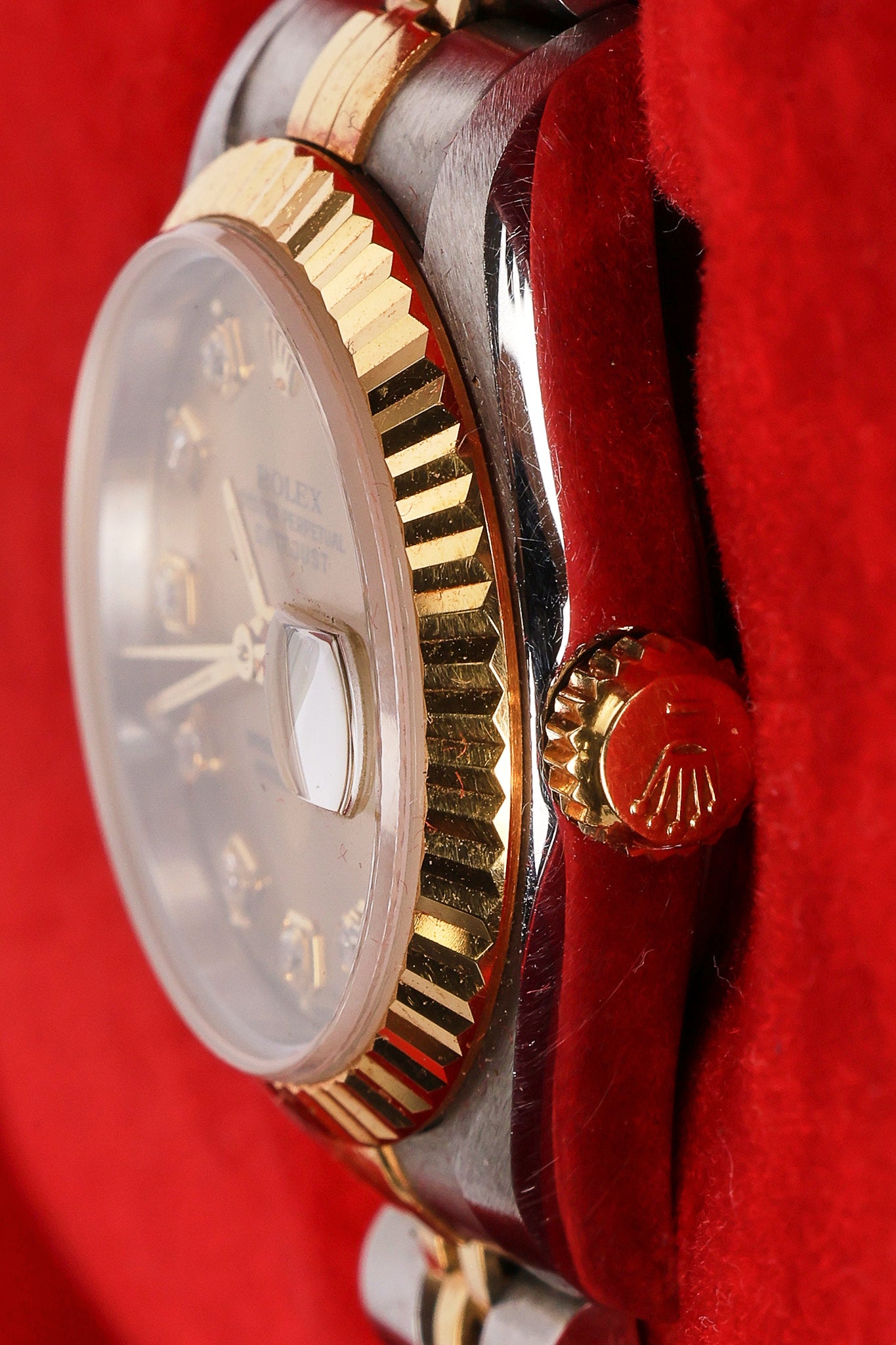 Rolex Datejust 26mm 6917 Champagne Diamond Dial Fluted Bezel Two Tone Yellow Gold Jubilee Bracelet