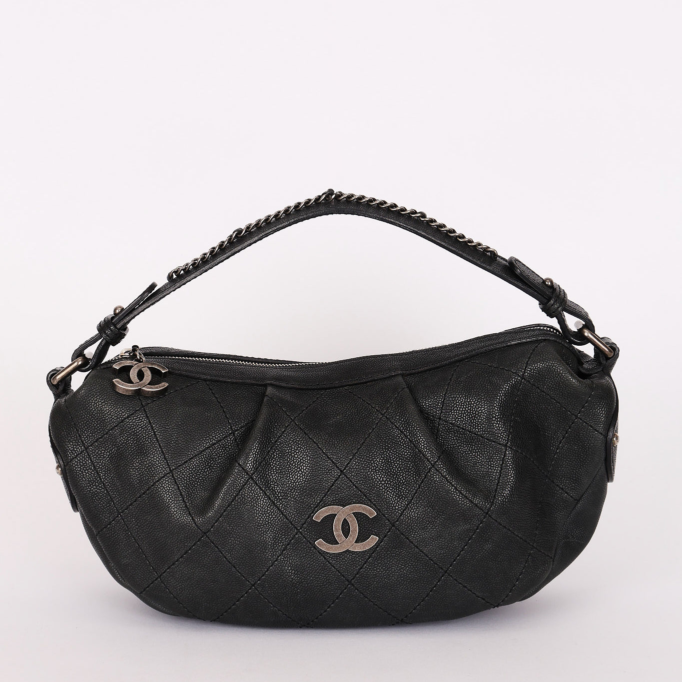 Chanel Small Outdoor Ligne Shoulder Bag Black Caviar RHW