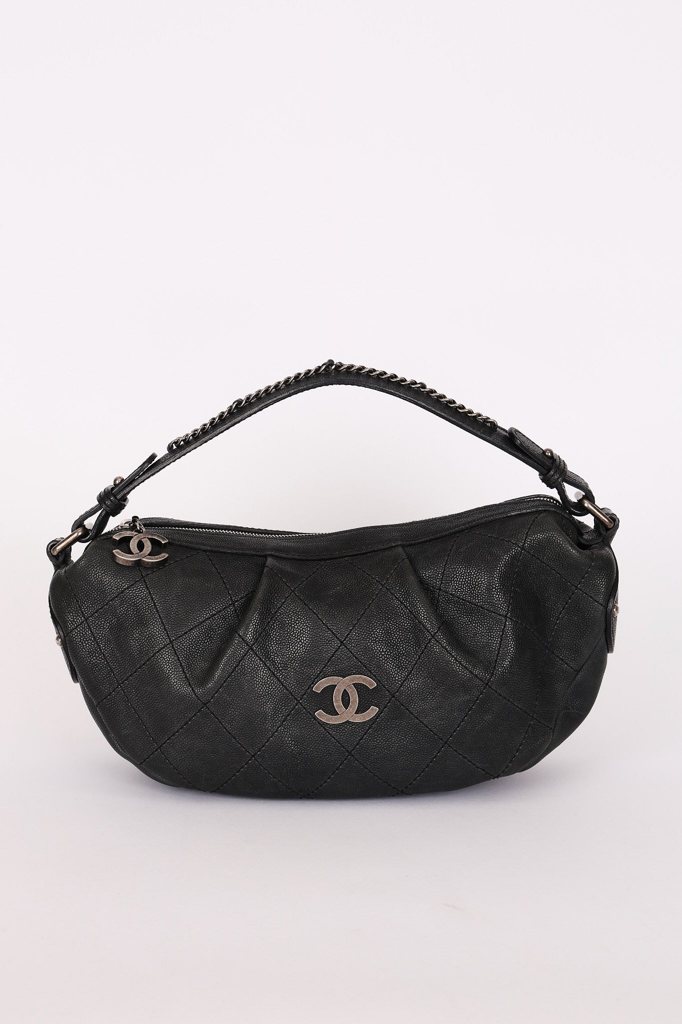 Chanel Small Outdoor Ligne Shoulder Bag Black Caviar RHW