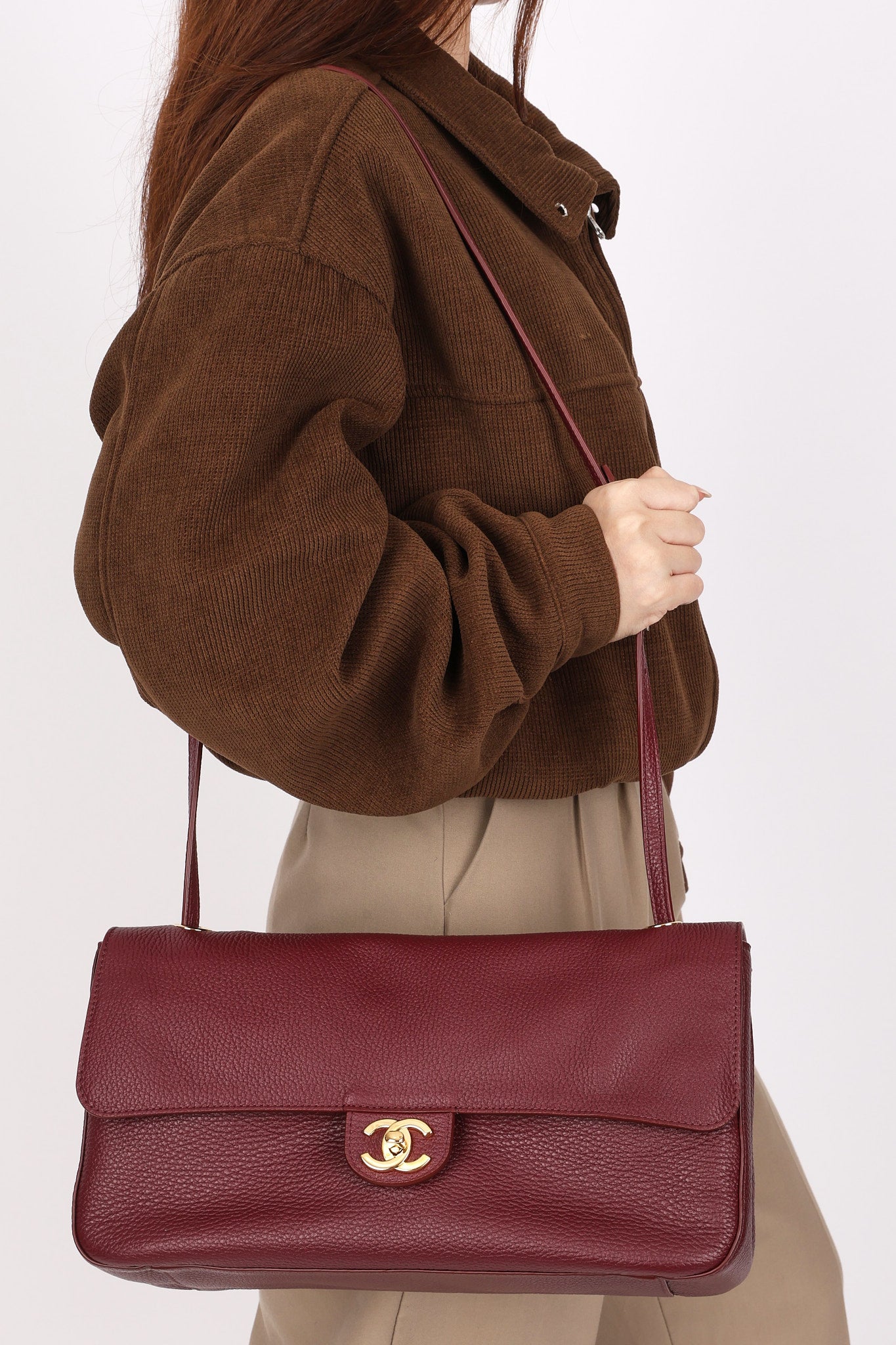 Chanel Small Souplissimo Maxi Single Flap Bordeux Calfskin