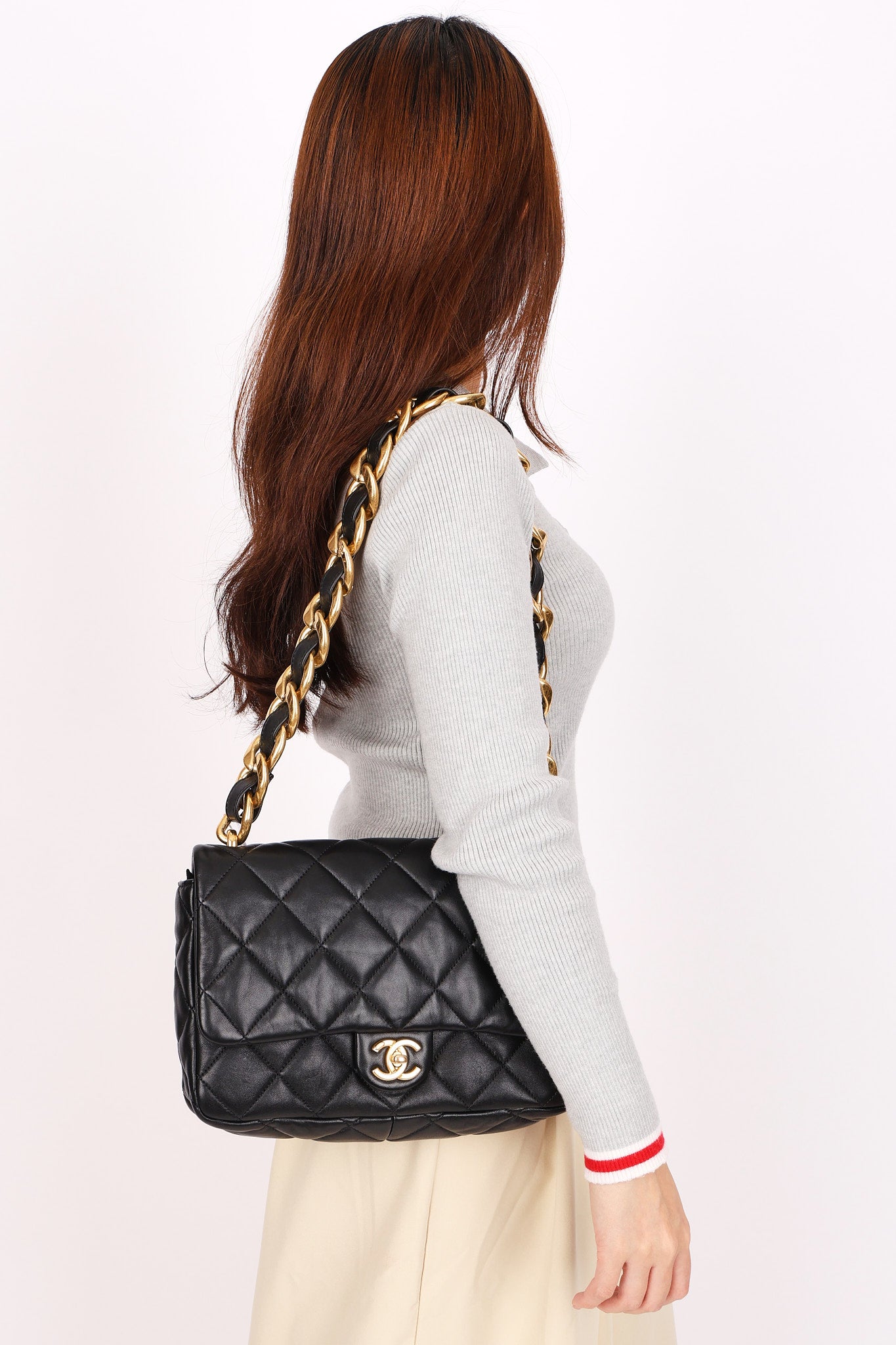 Chanel Large Funky Town Single Flap Black Calfskin AGHW