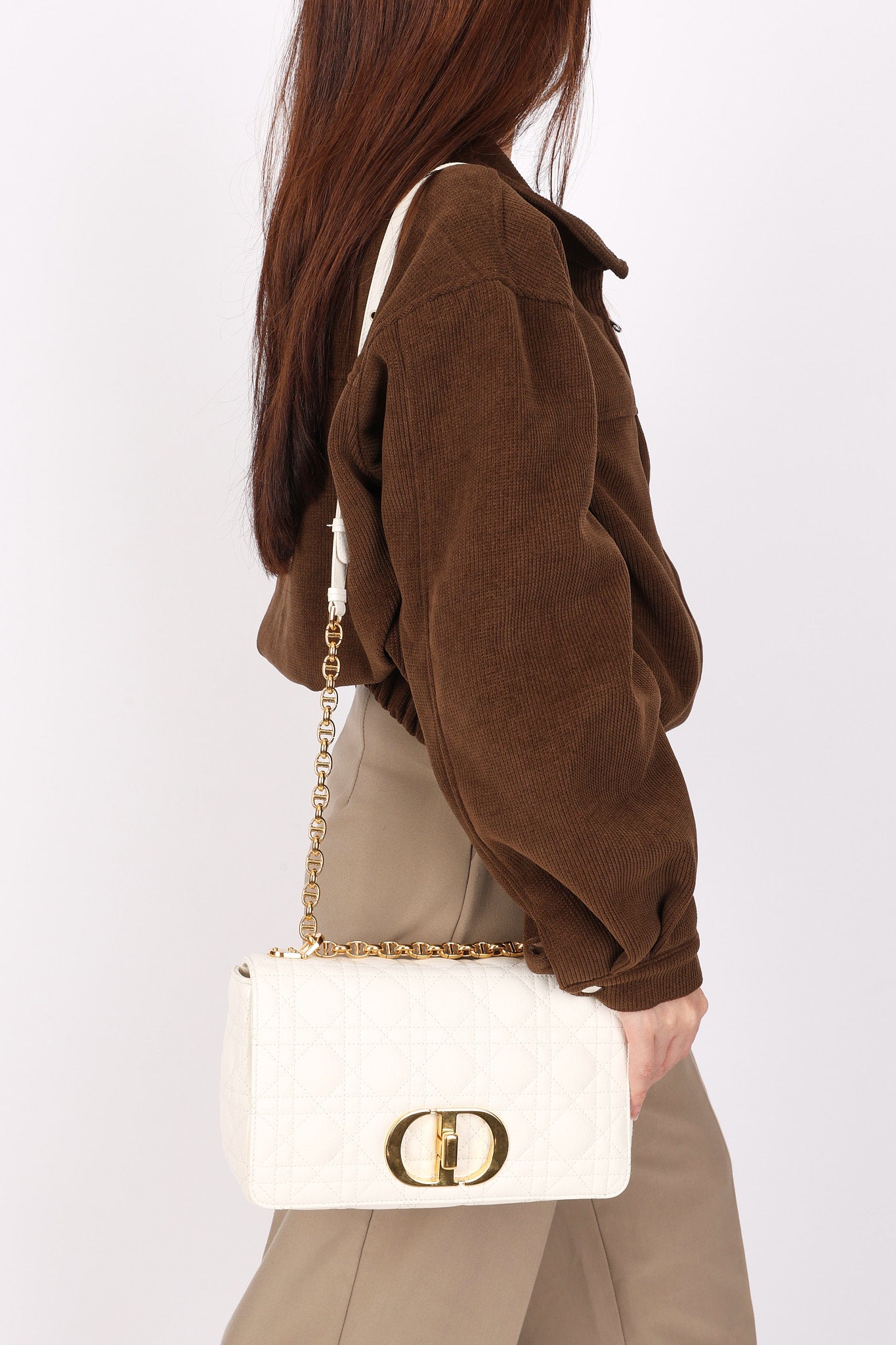 Christian Dior Medium Caro Bag White